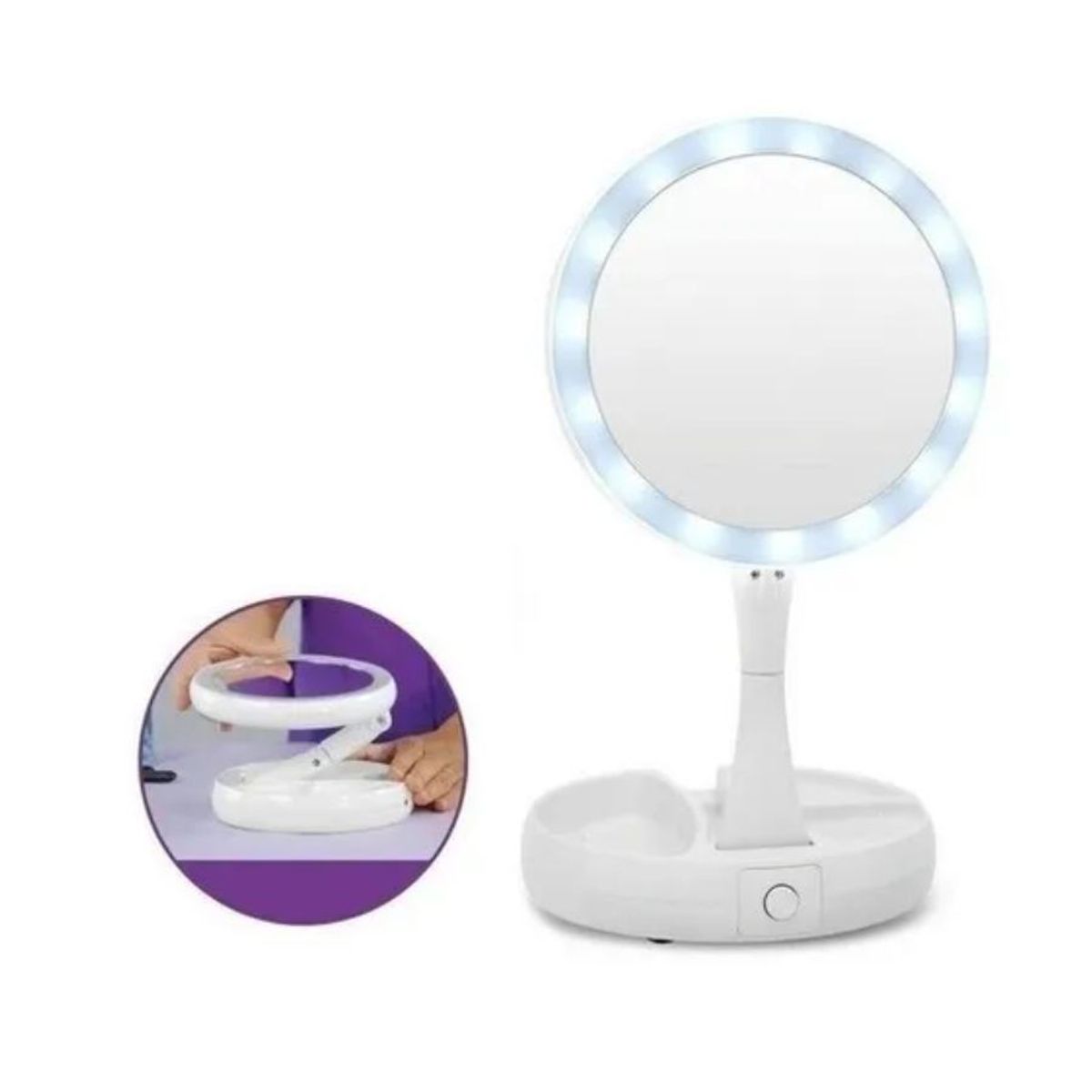 GENERICO - Espejo LED Con Doble Cara Plegable Para Maquillaje