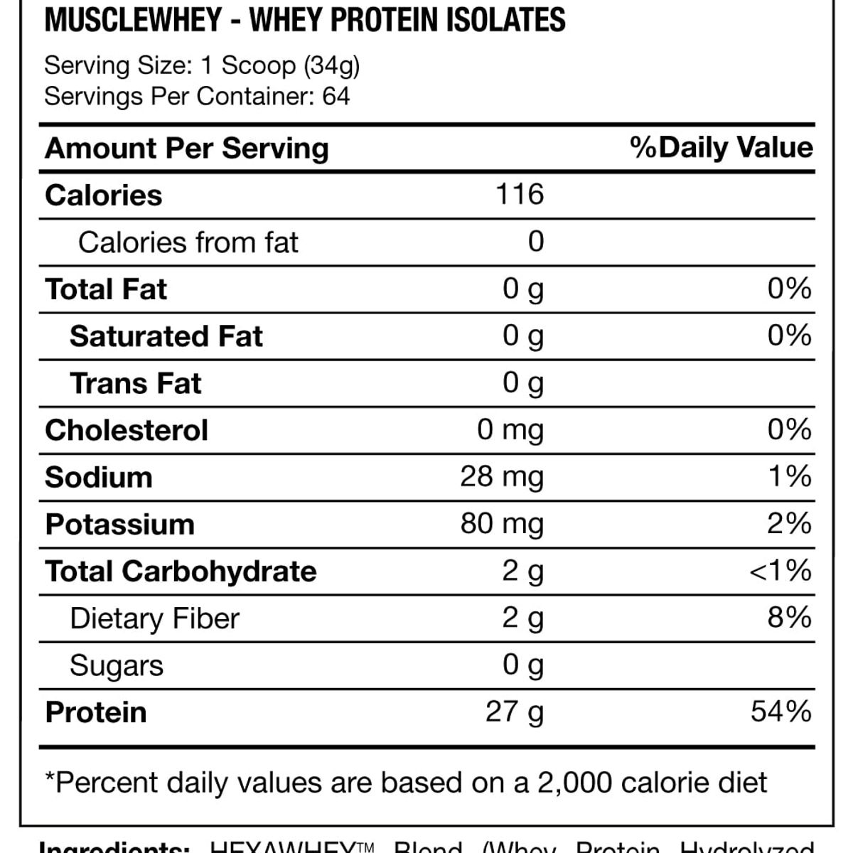 HEXACORE - Muscle Whey Hexacore 4.8 Libras 64 Porciones. VAINILLA