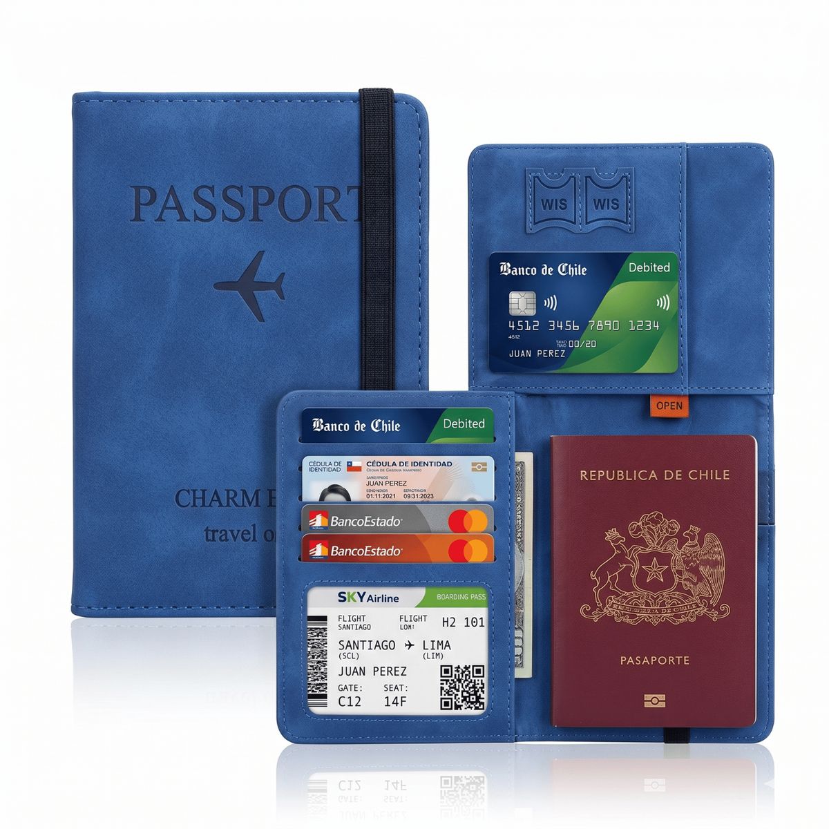 GENERICO - Porta Pasaporte Documentos Funda Protectora Viaje Con Rfid