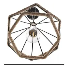 GENERICO - Lampara Colgante Rustica Vintage Diamante Con Cañamo