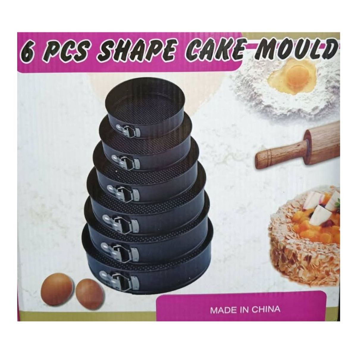 GENERICO - Set 6 Moldes Redondo Antiadherente Torta Repostería