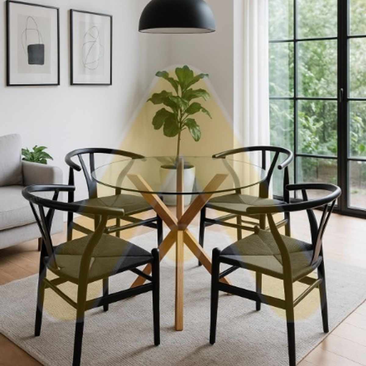 HABITA2 CHILE - COMEDOR NORDIC WISH DE MADERA 100 - 4 PUESTO NEGRO…