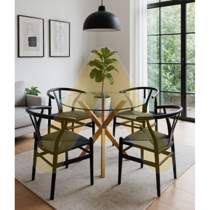 HABITA2 CHILE - COMEDOR NORDIC WISH DE MADERA 100 - 4 PUESTO NEGRO