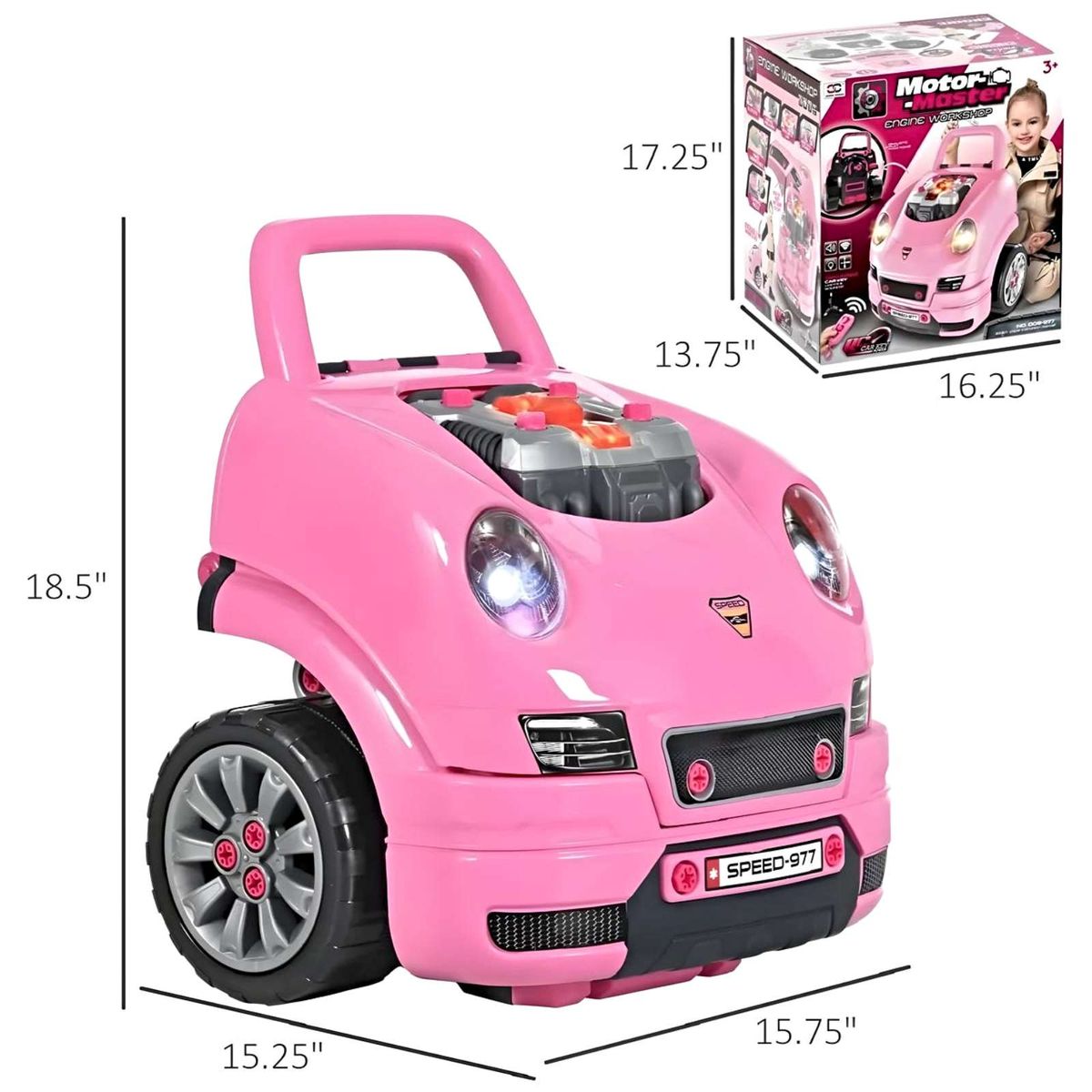 GENERICO - Juguete Auto Para Reparar Con Luces Sonidos Y Accesorios Rosa