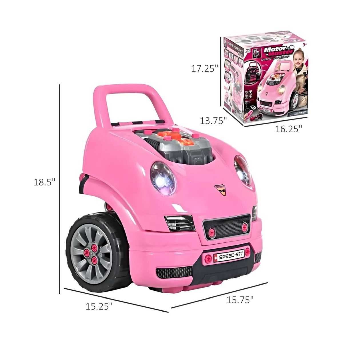 GENERICO - Juguete Auto Para Reparar Con Luces Sonidos Y Accesorios Rosa