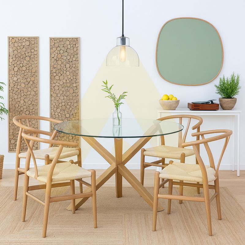 HABITA2 CHILE - COMEDOR NORDIC WISH DE MADERA 120CM- 4 PUESTO NATURAL