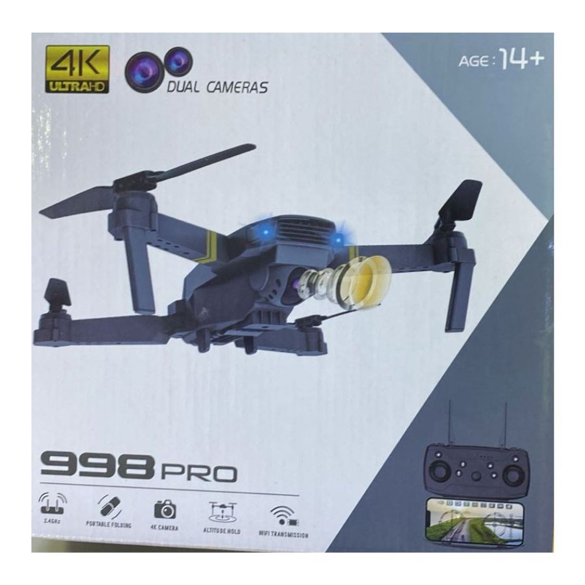 GENERICO - Drone 998Pro Cámara Dual 4k Wifi 24ghz Dos Cámaras