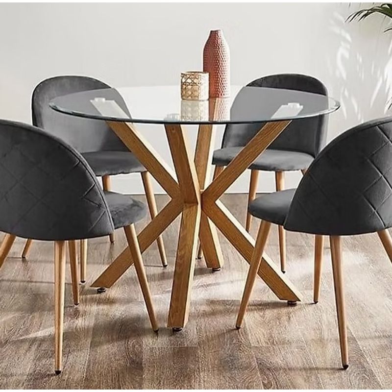 HABITA2 CHILE - COMEDOR NORDIC FELPA WOOD 100CM - 4 PUESTO GRIS
