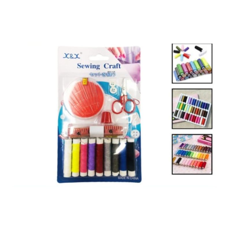 GENERICO - Set 9 Hilos De Coser Mas Tijera Mas Cinta Metrica Mas Agujas