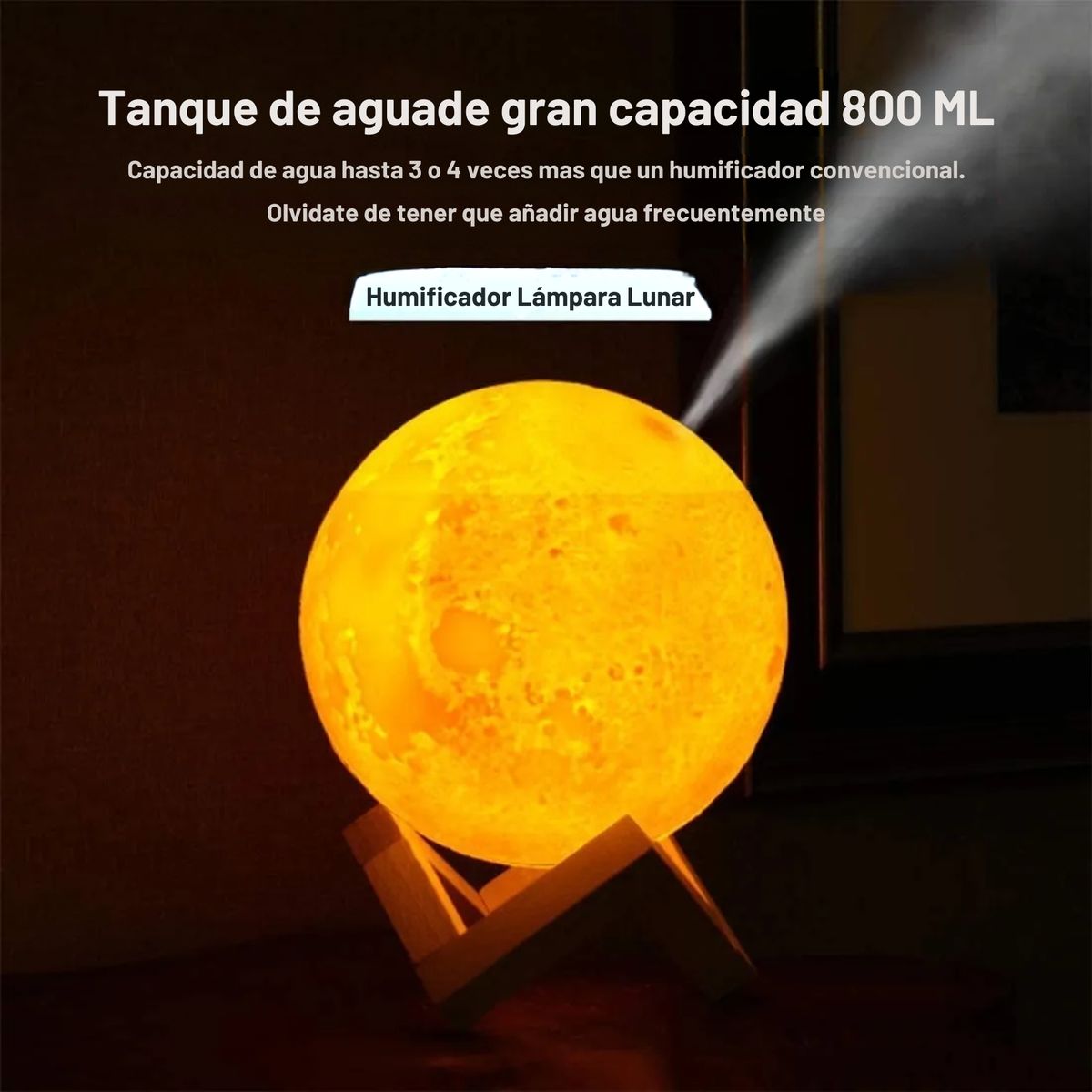 MOVI - Humidificador Lámpara Tipo Luna 3D USB  Relajación y Aromaterapia
