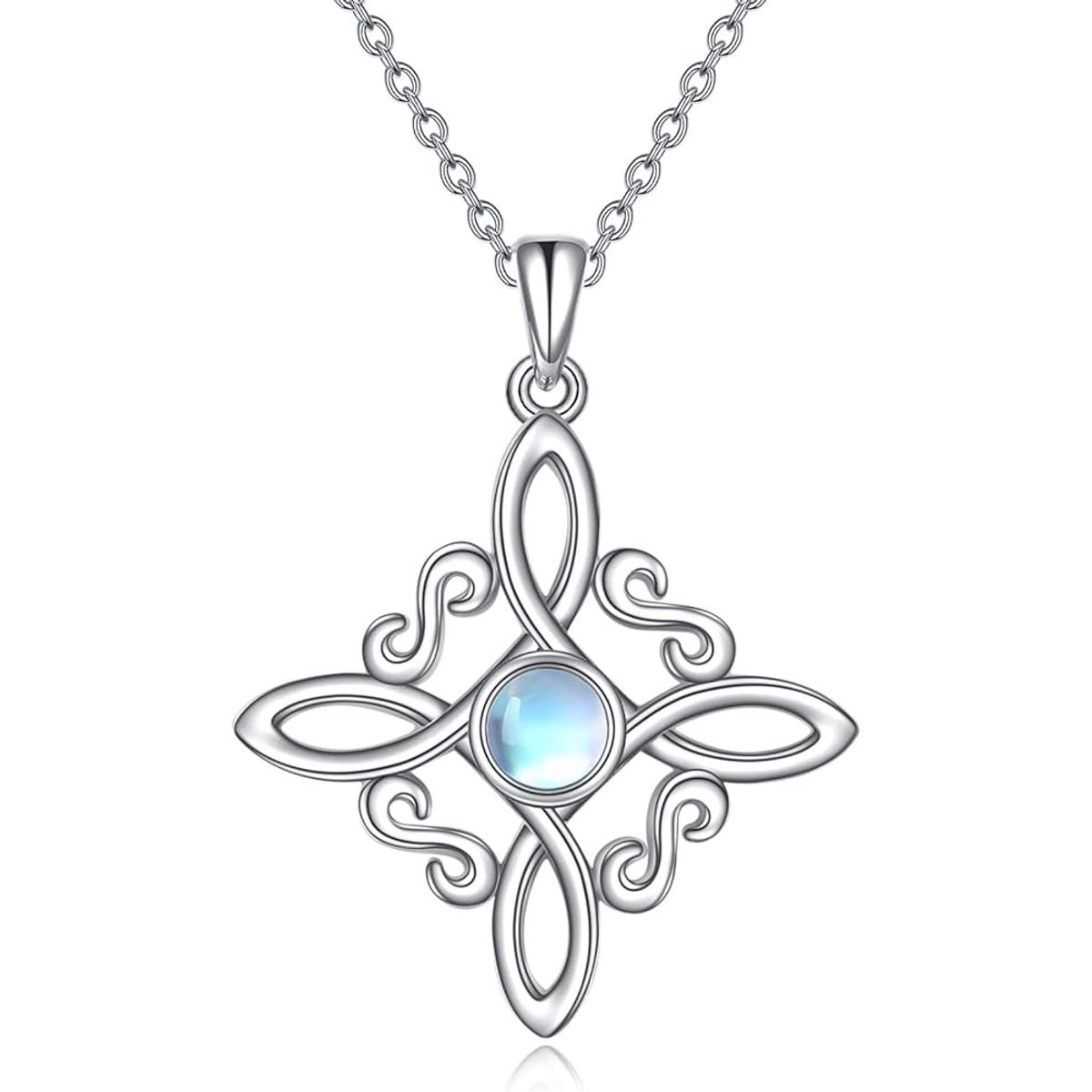 GENERICO - Collar nudo de bruja plata 925 joyas piedra luna mujer regalo
