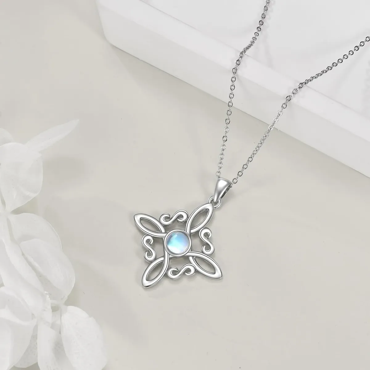 GENERICO - Collar nudo de bruja plata 925 joyas piedra luna mujer regalo