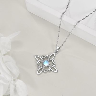 Imagen 2 del producto Collar nudo de bruja plata 925 joyas piedra luna mujer regalo