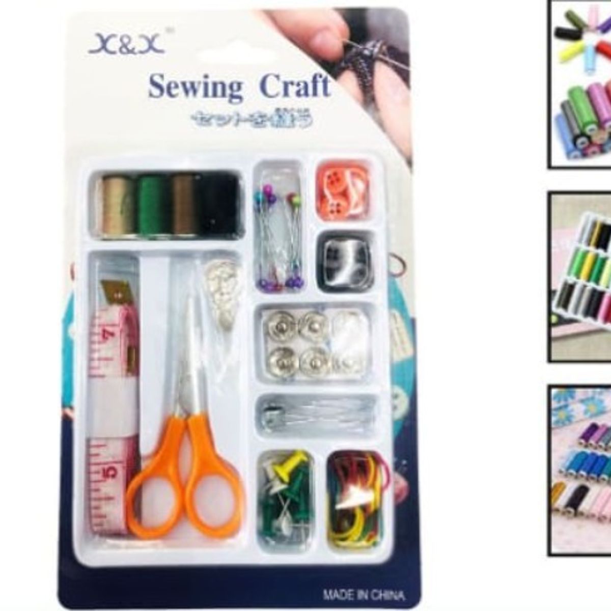 GENERICO - Set Articulos Para Costura Hilos-Cinta Metrica-Tijera