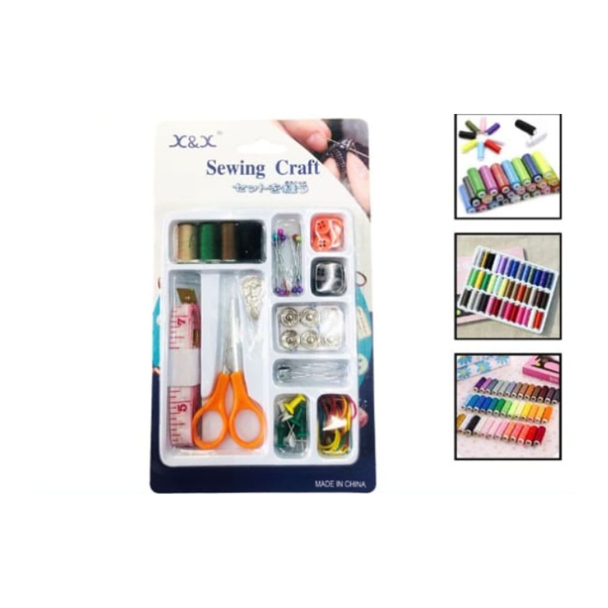 GENERICO - Set Articulos Para Costura Hilos-Cinta Metrica-Tijera