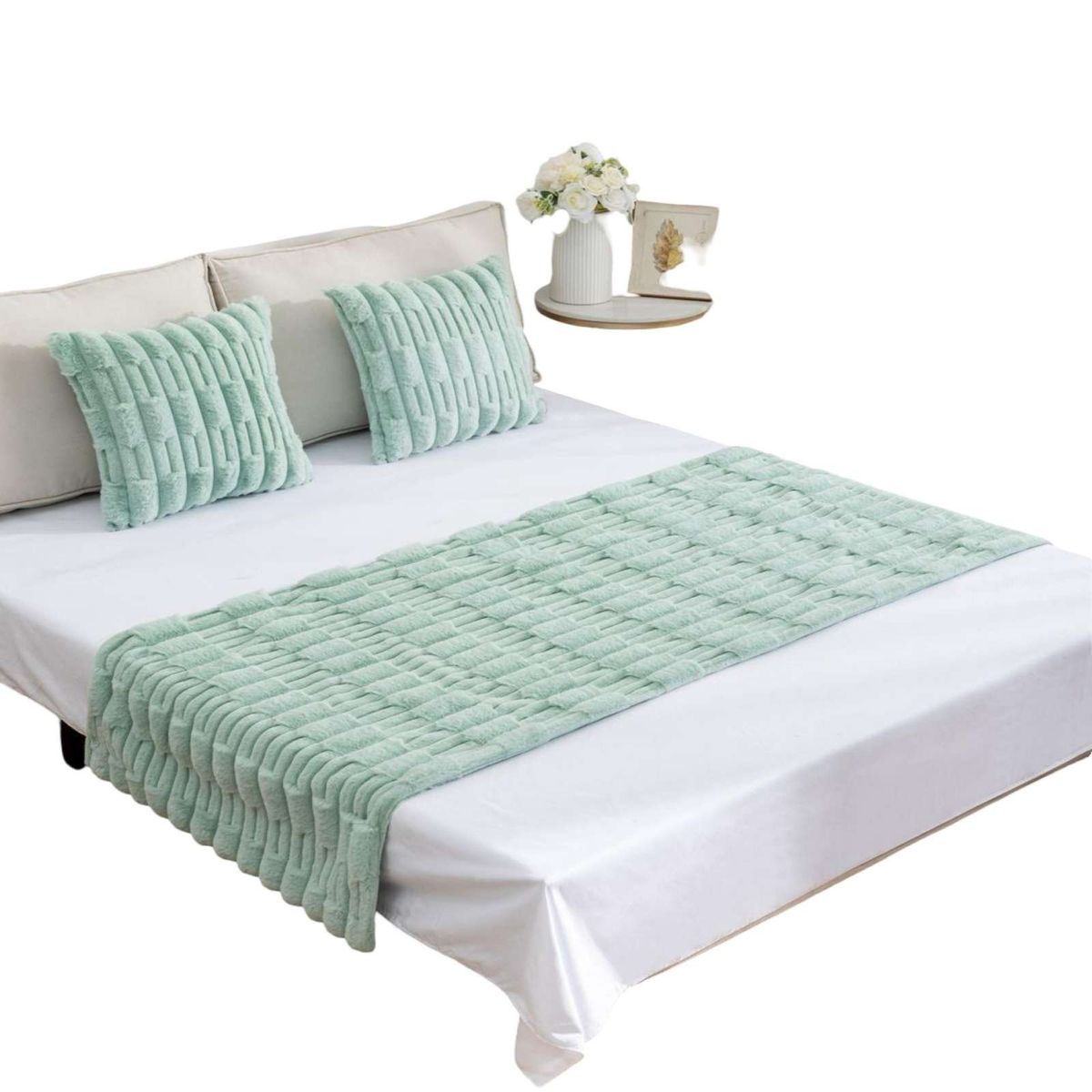 GENERICO - PIECERA MAS 2 FUNDAS DISEÑO BAMBU VERDE MENTA