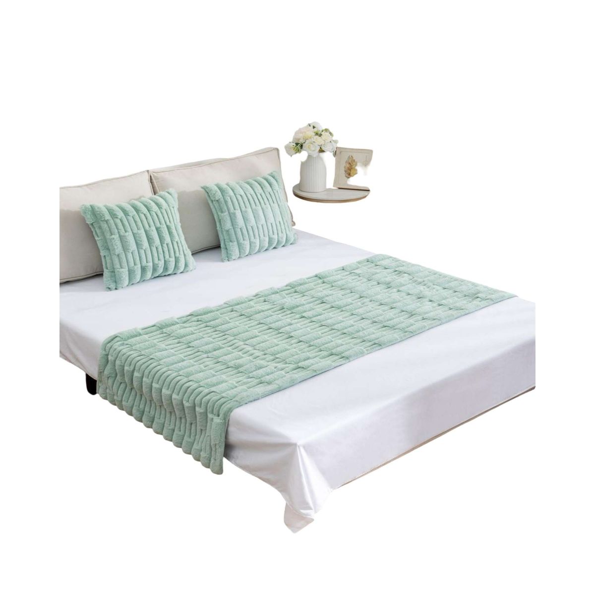 GENERICO - PIECERA MAS 2 FUNDAS DISEÑO BAMBU VERDE MENTA