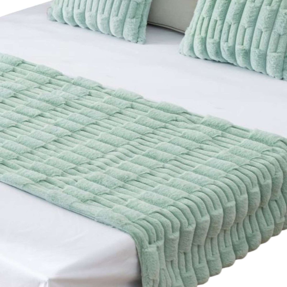 GENERICO - PIECERA MAS 2 FUNDAS DISEÑO BAMBU VERDE MENTA