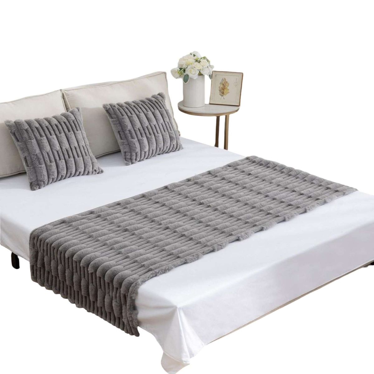 GENERICO - PIECERA MAS 2 FUNDAS DISEÑO BAMBU GRIS