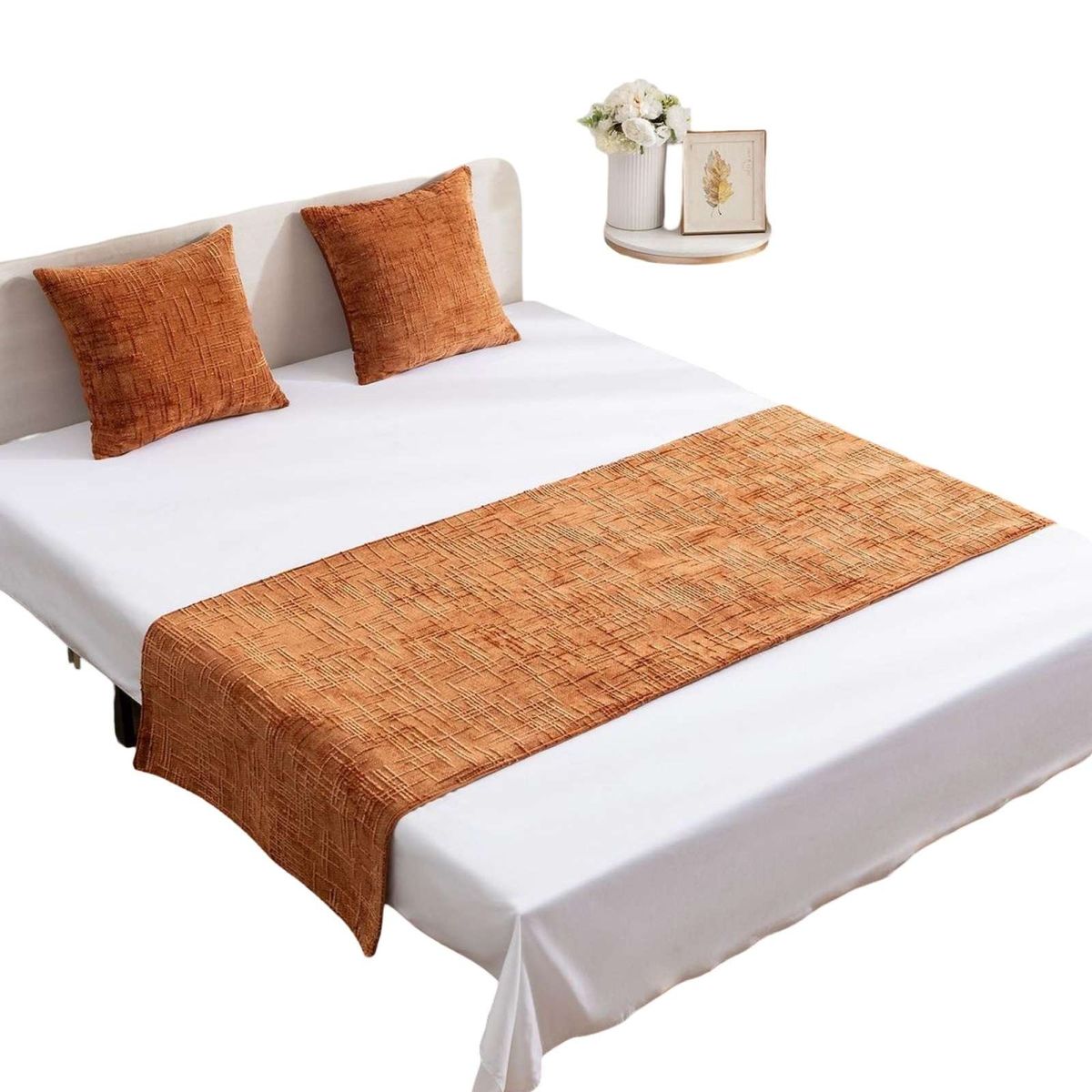 GENERICO - PIECERA MAS 2 FUNDAS MODELO CHENILLE NARANJA