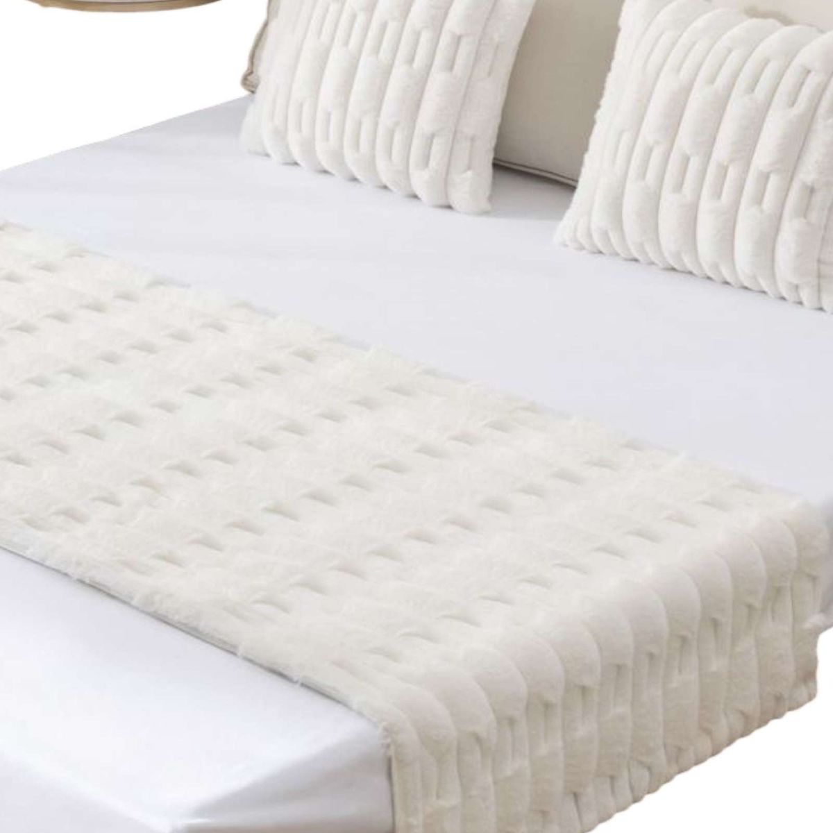 GENERICO - PIECERA MAS 2 FUNDAS DISEÑO BAMBU BLANCO