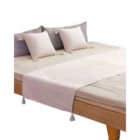 PIECERA SIN FUNDAS CON POMPONES BEIGE