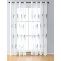 VISILLO CORTINA HOJAS GRIS 140x230 Cm 2 PAÑOS