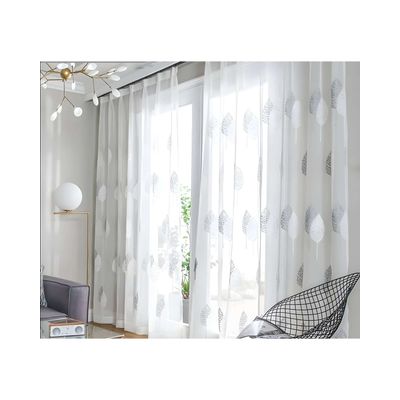 Imagen 2 del producto VISILLO CORTINA HOJAS GRIS 140x230 Cm 2 PAÑOS