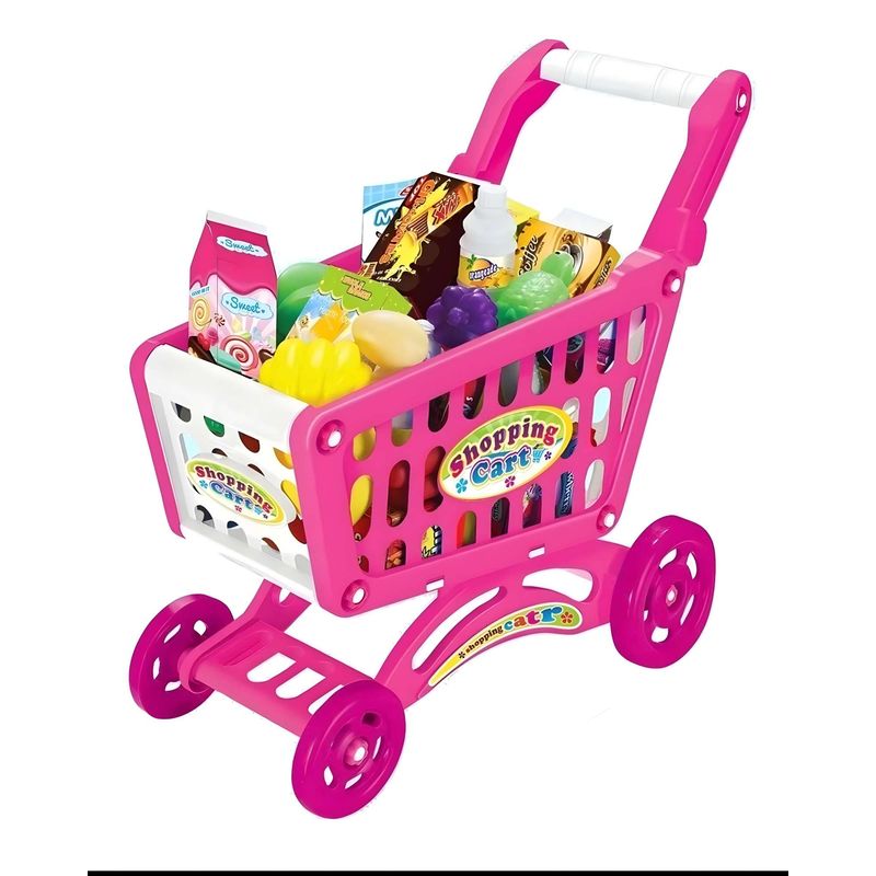 GENERICO - JUGUETE CARRITO DE COMPRAS 56 PZAS ROSADO