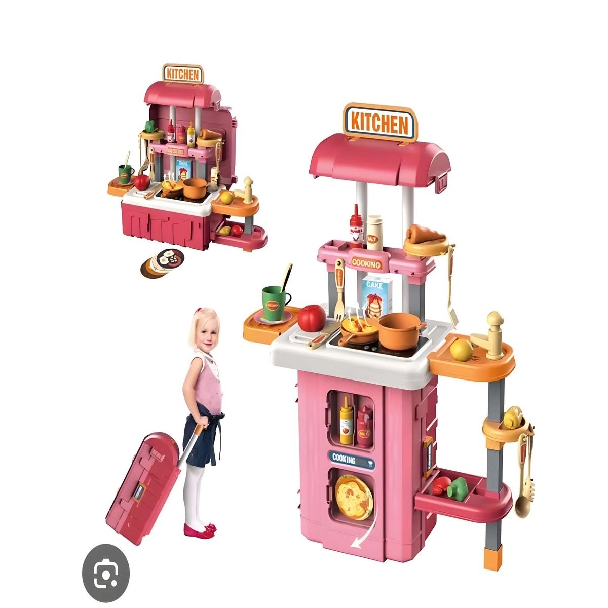 GENERICO - MALETIN DE COCINA 3 EN 1 ROSADA 49 PZAS