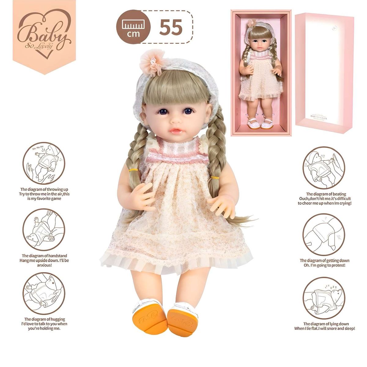 GENERICO - Muñeca infantil bebé realista silicona blanca