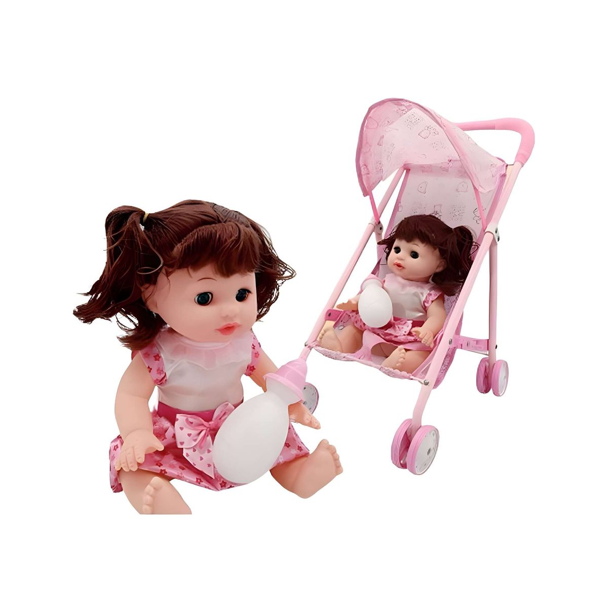 GENERICO - Juguete Muñeca más coche simple infantil rosado