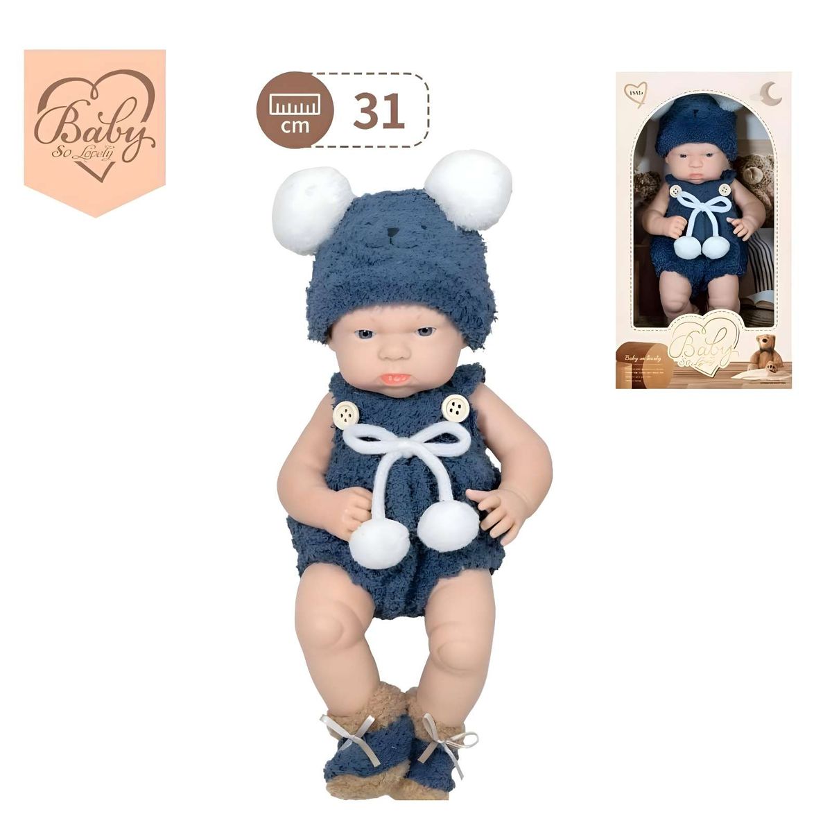 GENERICO - Muñeca infantil bebé realista silicona baby so lovely azul