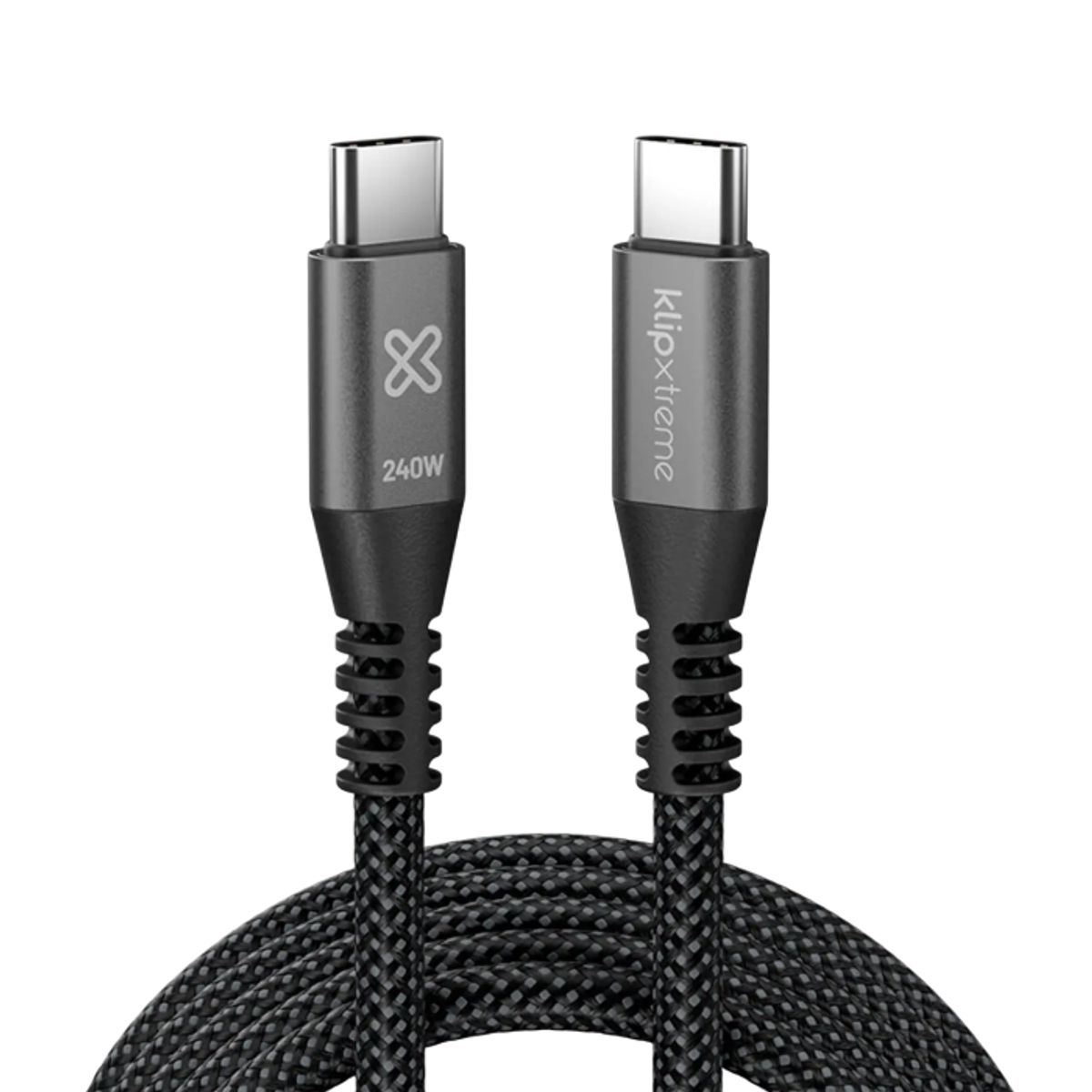 KLIP XTREME - Klip Xtreme KAC-750-6FT Cable USB-C, 1.8 m, 240W, Carga Rápida, Trenzado, Negro