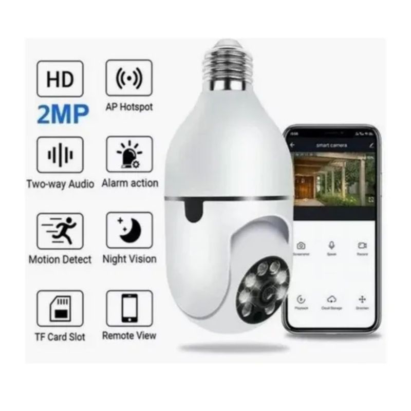 GENERICO - Cámara Seguridad Foco Wifi Y Rotación 360° Hd Night Vision