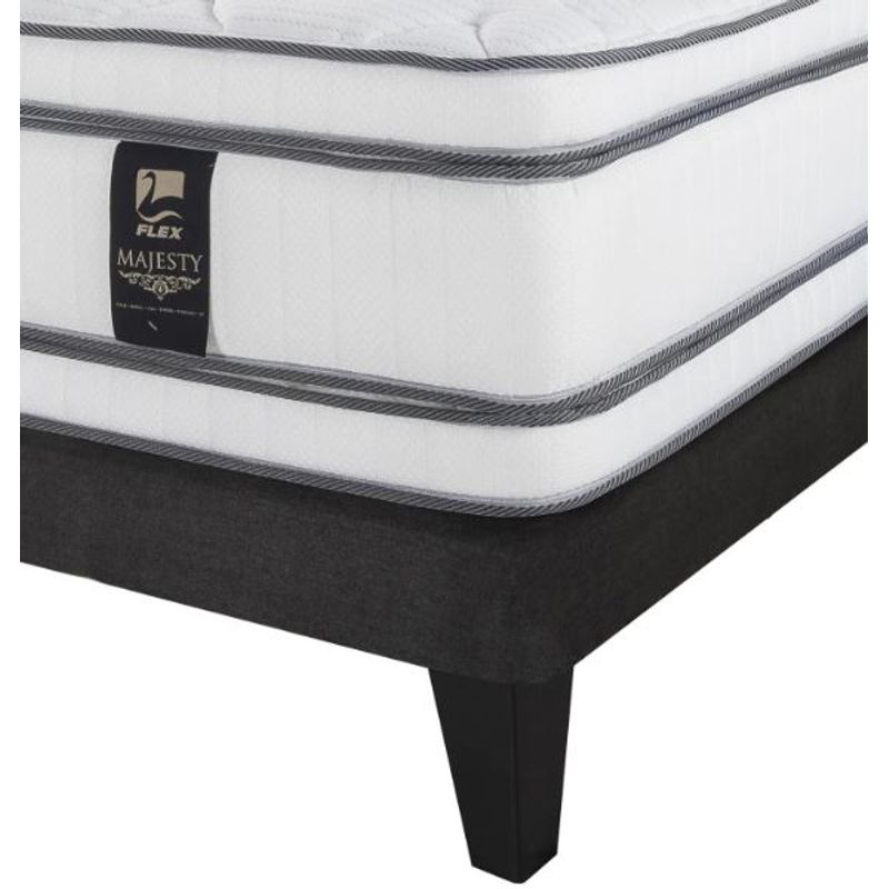 FLEX - Cama Europea Grafito Majesty 2 Plazas Box B/D + Respaldo Modern Flex