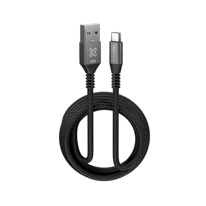 KLIP XTREME - Klip Xtreme Cable USB-A a USB-C 1.8 m 30W Carga Rápida Trenzado Negro