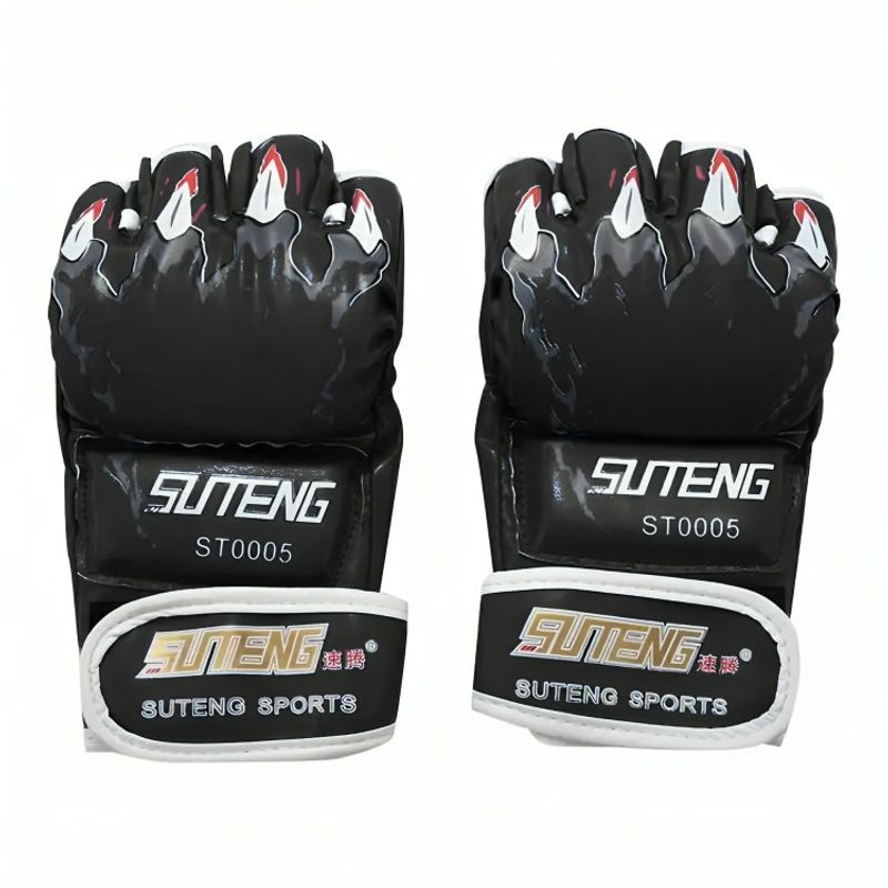 GENERICO - Guantes Boxeo Lucha De Medio Dedo Para Entrenamiento Negro
