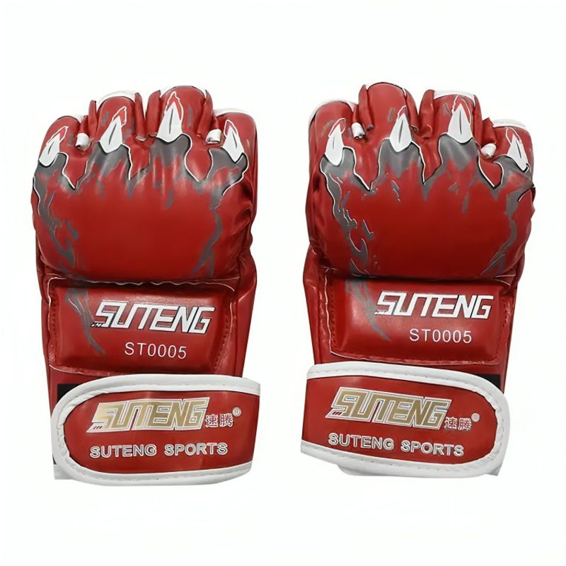 GENERICO - Guantes Boxeo Lucha De Medio Dedo Para Entrenamiento Rojo