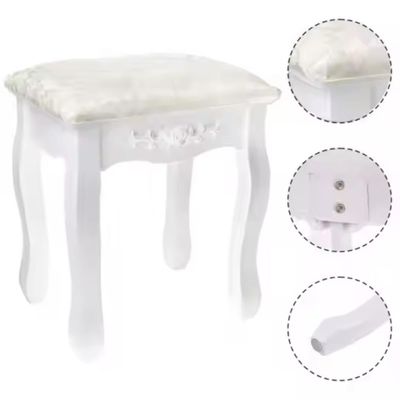 Imagen 2 del producto TABURETE DE TOCADOR MADERA BLANCO ROSE ANGELA