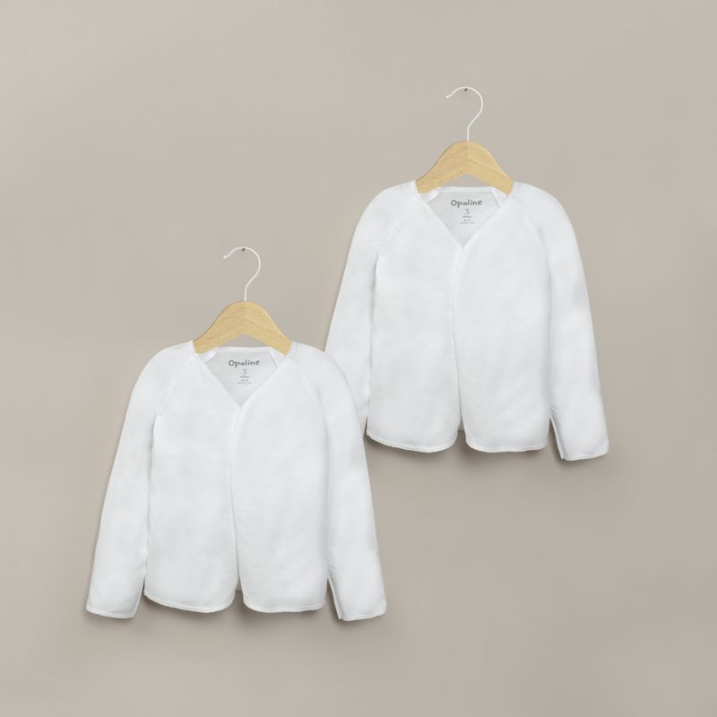 OPALINE - Pack de 2 camisetas guante blancas bebe CMJEU110S26 Recién nacido
