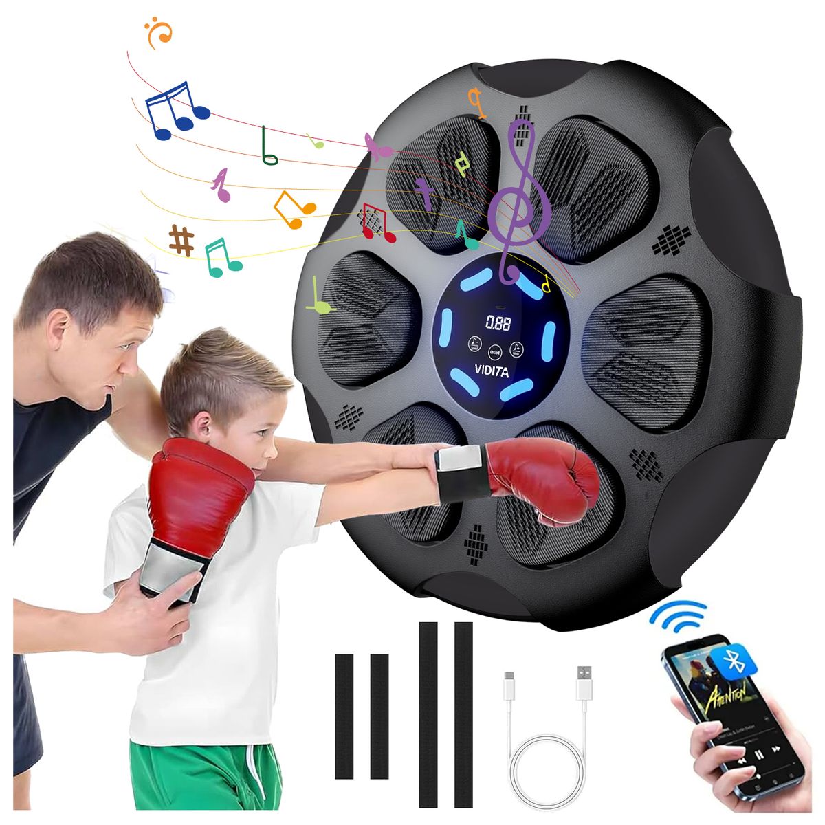 REBONEC - Maquina De Boxeo Entrenamiento Musical Inteligente Bluetooth