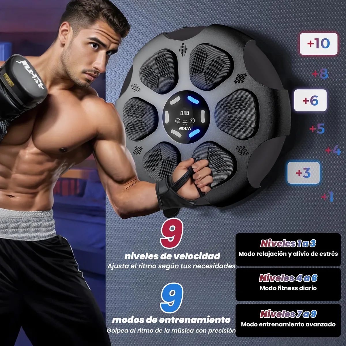 REBONEC - Maquina De Boxeo Entrenamiento Musical Inteligente Bluetooth