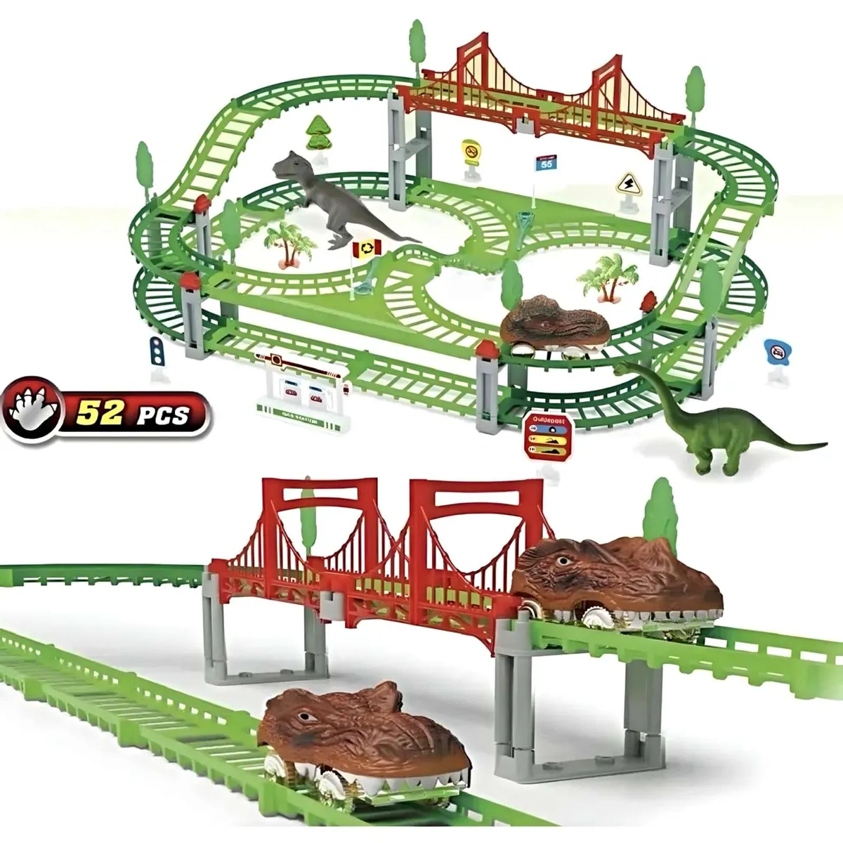 GENERICO - Juguete Pista Auto Dinosaurio 52 Piezas