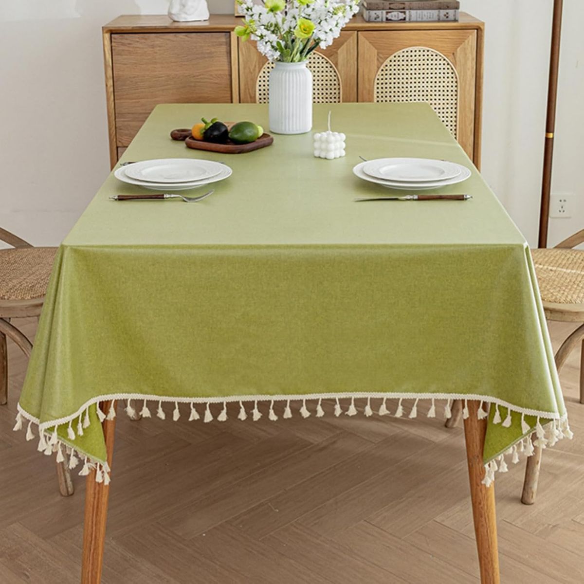 PUREPOWER - Mantel Nórdico Vede Manzana con Flecos 140x180cm