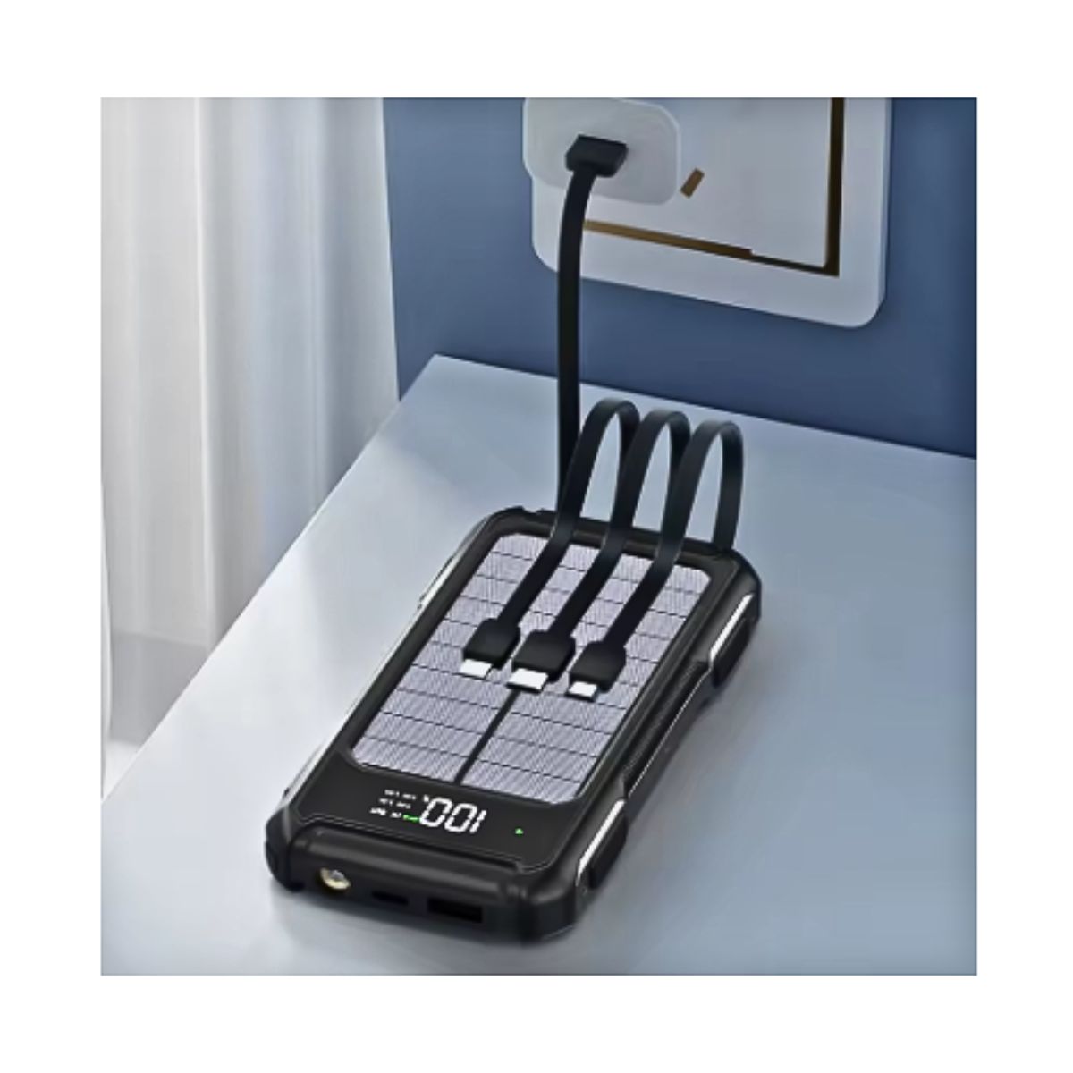 GENERICO - Cargador Portátil Power Bank 10000mah Recarga Solar 4 Cables