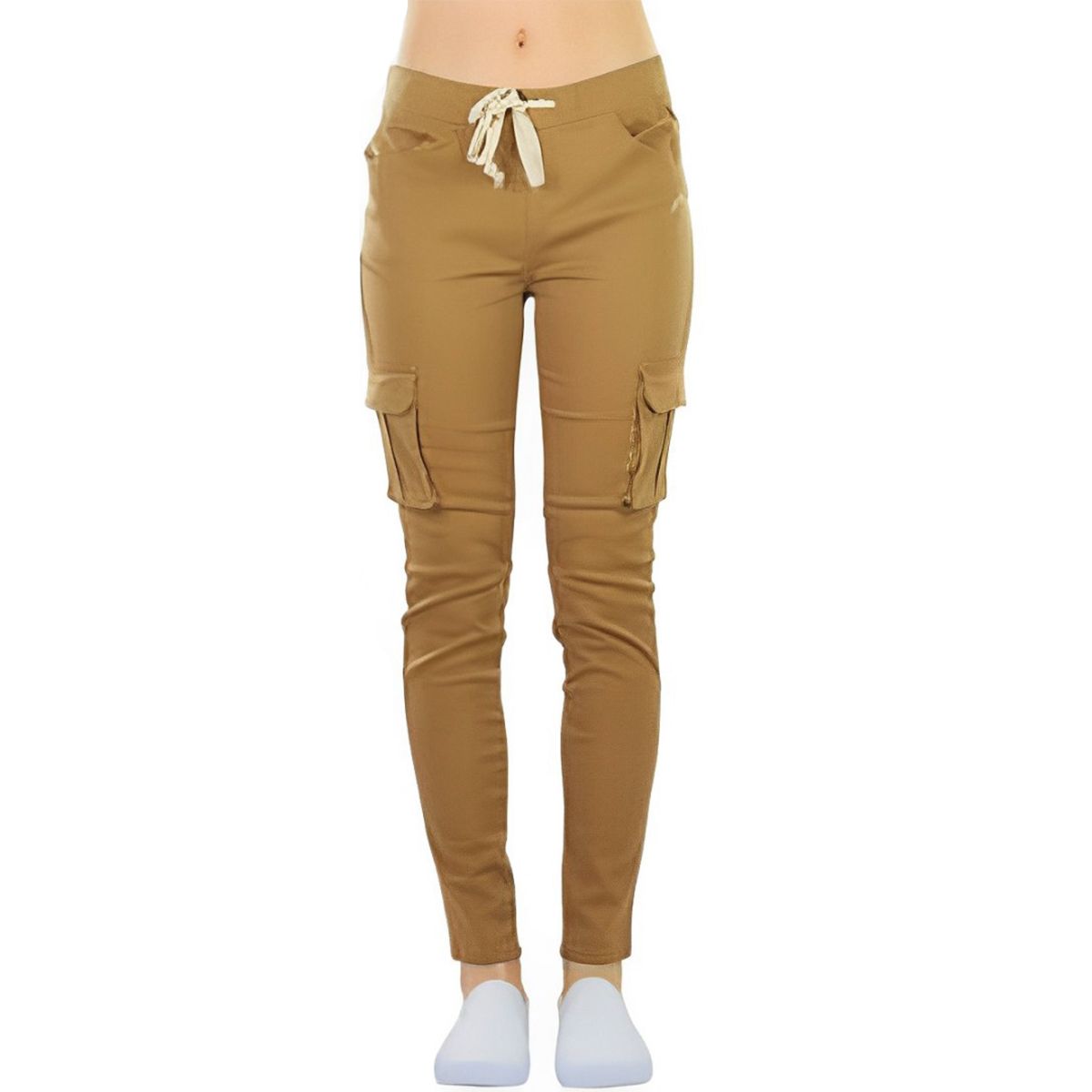 EDWINAYY - Jeans Elasticado Mujer Joggers Cargo Elasticado Tiro Alto