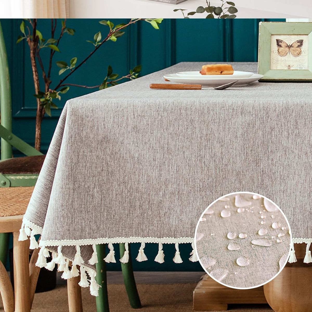 PUREPOWER - Mantel Nórdico Café Claro con Flecos 140x220cm