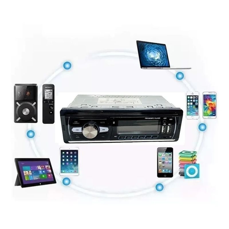 GENERICO - Radio Auto 1 Din Bluetooth Usb Mp3 Microsd Aux Fm 60watts X4