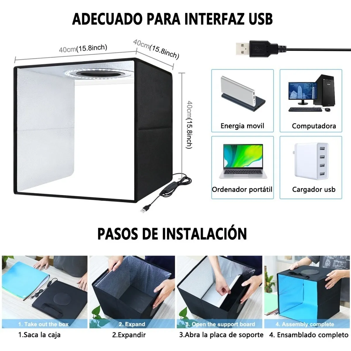 U BUY - Caja De Luz Para Fotografía Plegable 123 Colores De 40cm